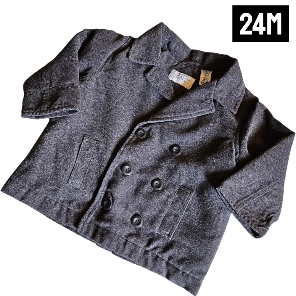 All Mine Double Breasted Peacoat Dress Jacket Zippered Winter Grey Infant 24m